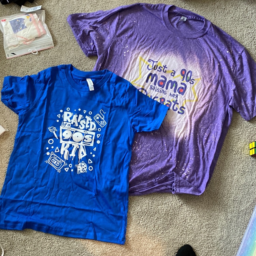 Rugrats 90s kid/raised by 90s kid shirts (womens XL and Child L) pair